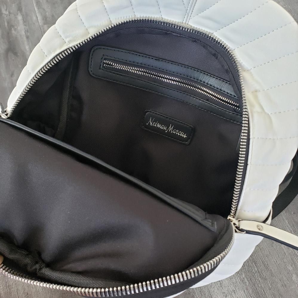 Neiman Marcus White Neiman Marcus Linear Quilted Backpack Size ONE SIZE - 4 Thumbnail