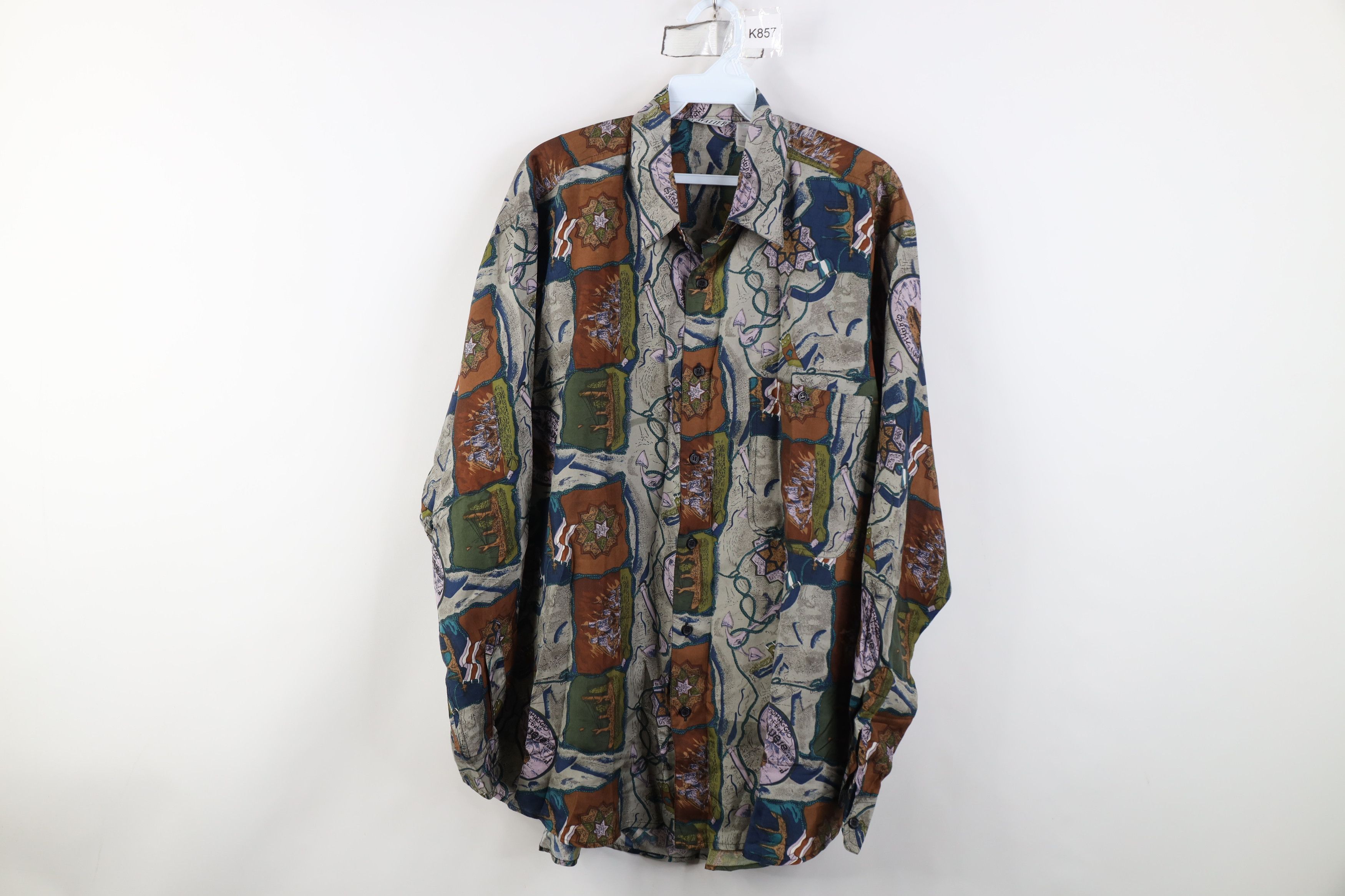 Vintage 90s Streetwear Boat Silk Collared Button Shirt