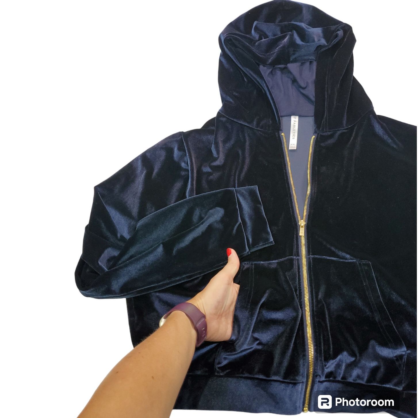 Fabletics Fabletics| Cropped, Midnight Blue, Track Jacket/Hoodie | XXL Size XXL / US 16-18 / IT 52-54 - 3 Thumbnail