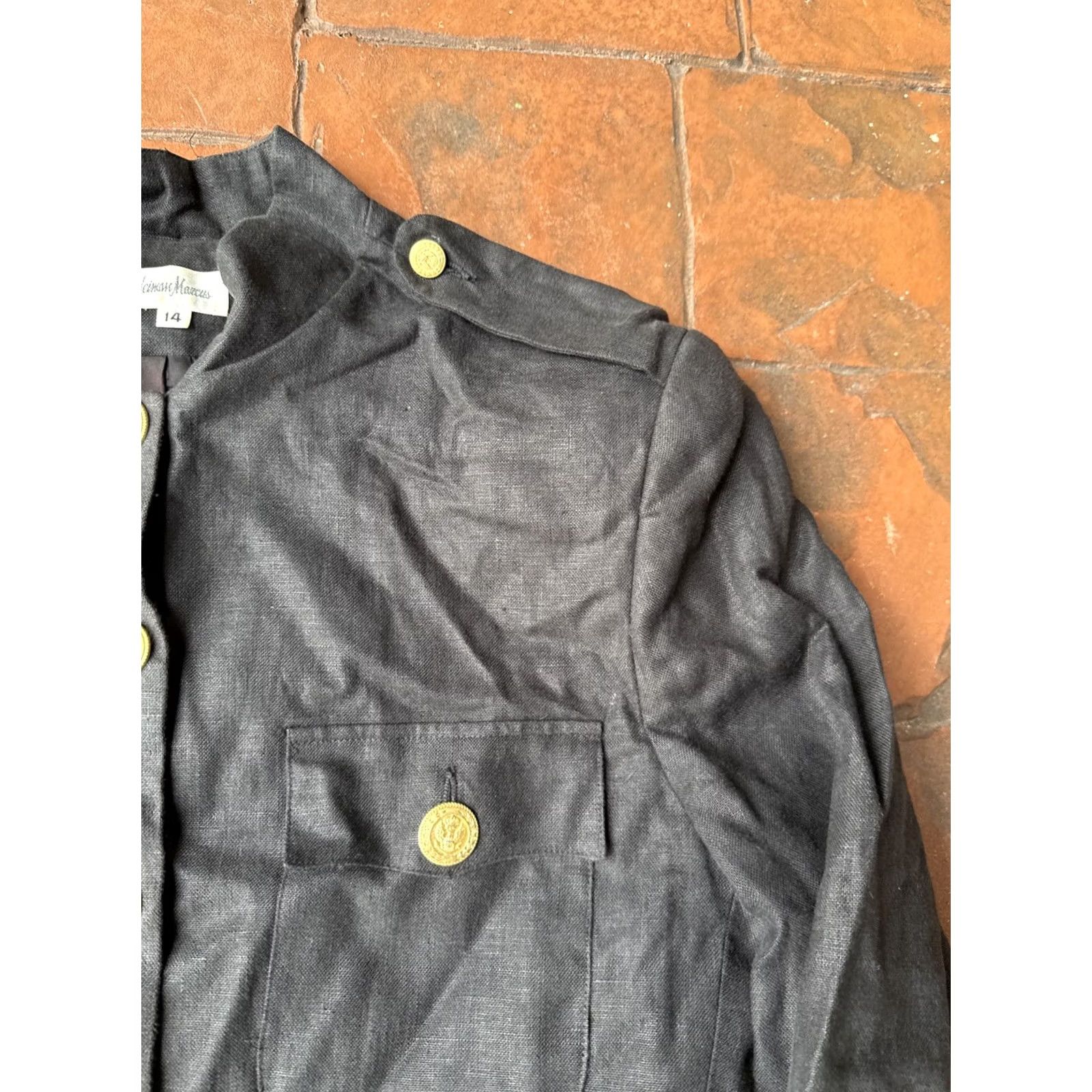 Neiman Marcus Neimen Marcus Blazer Military Jacket 14 Black Wool Button Vintage Women’s 90s Casual Winter Fall" Size XL / US 12-14 / IT 48-50 - 4 Thumbnail