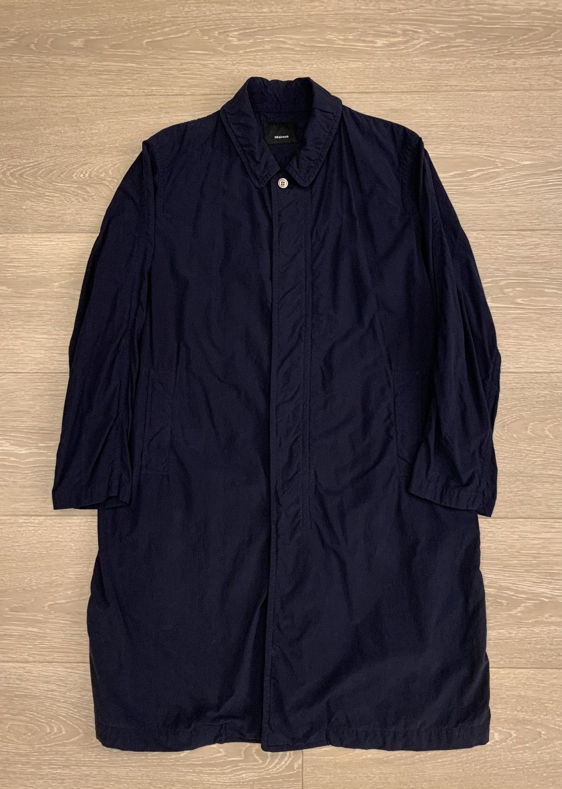 Navy Wrinkled Trench Coat
