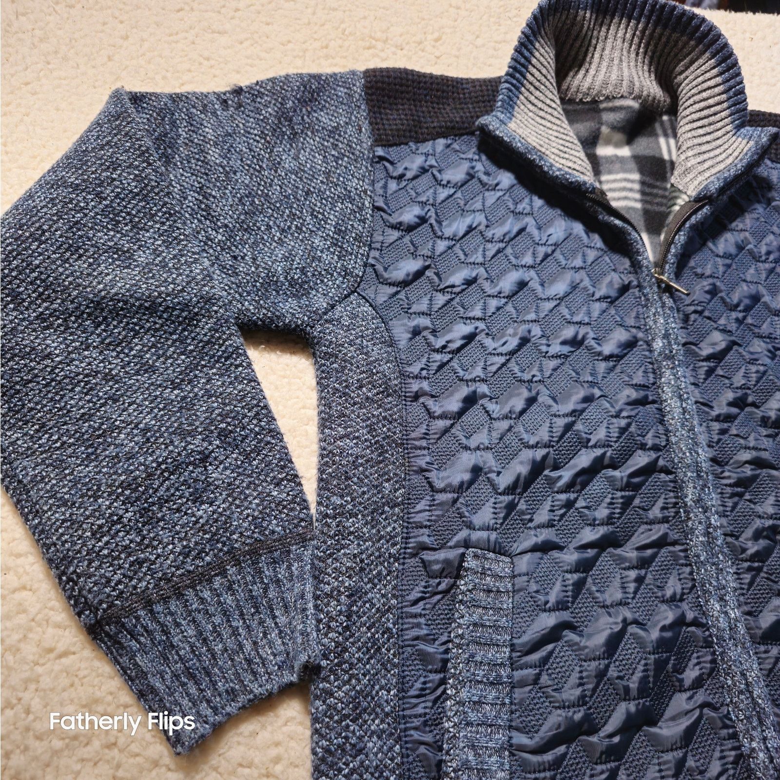 Other Msmsse Men's Blue Fleece Lined Textured Sweater Jacket L Size US L / EU 52-54 / 3 - 3 Thumbnail