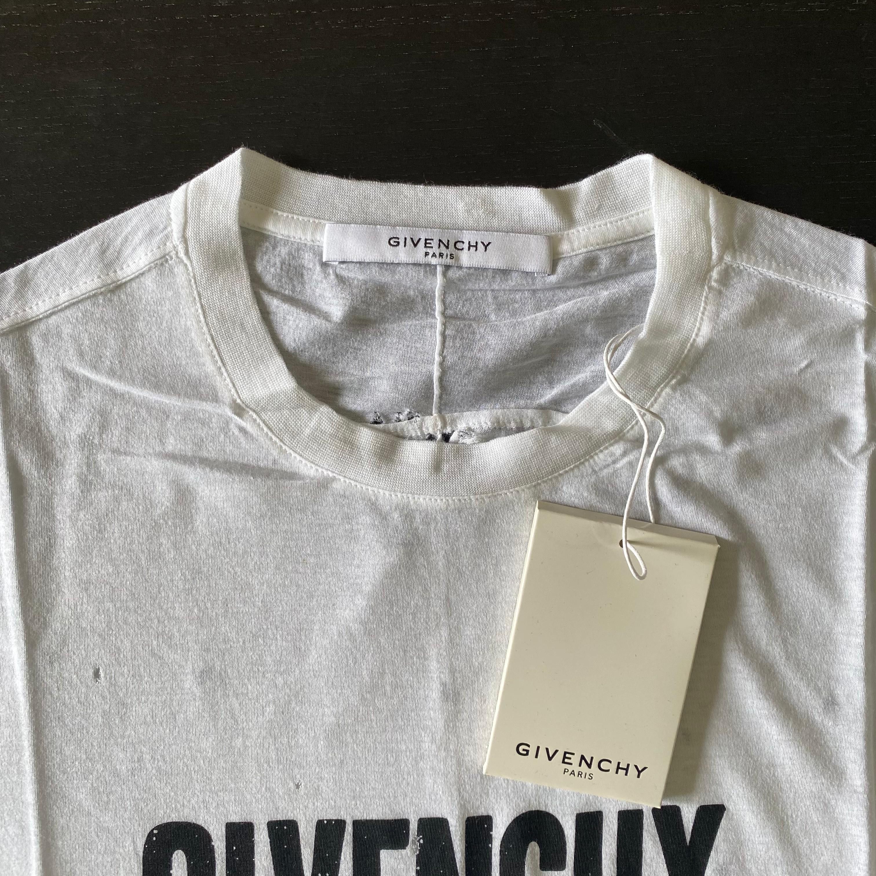 Givenchy White Pima Cotton Distressed Logo T-Shirt Size XS / US 0-2 / IT 36-38 - 7 Thumbnail
