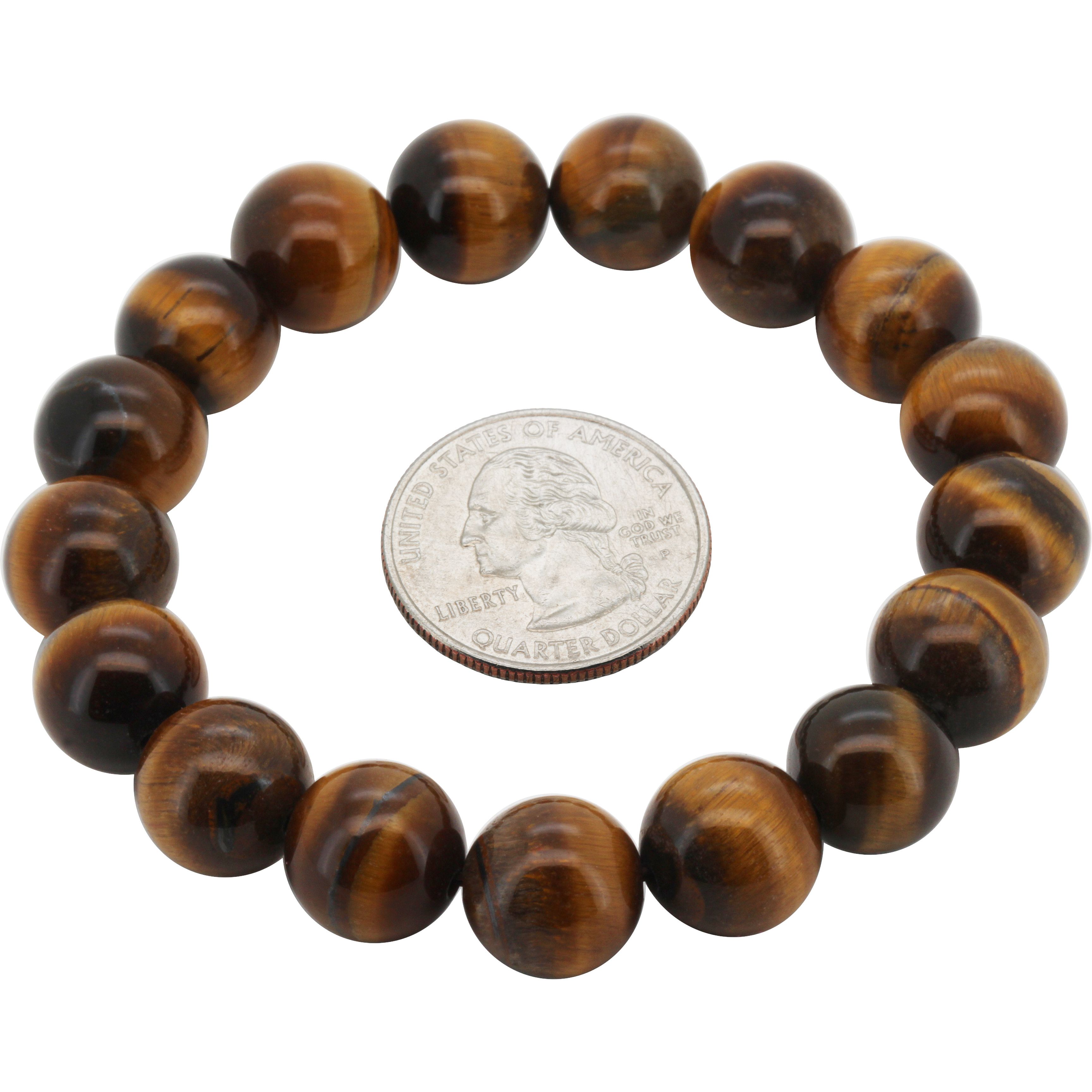 Other 12mm Tiger Eye Gemstone Beaded Stretch Bracelet 8” Size ONE SIZE - 1 Preview