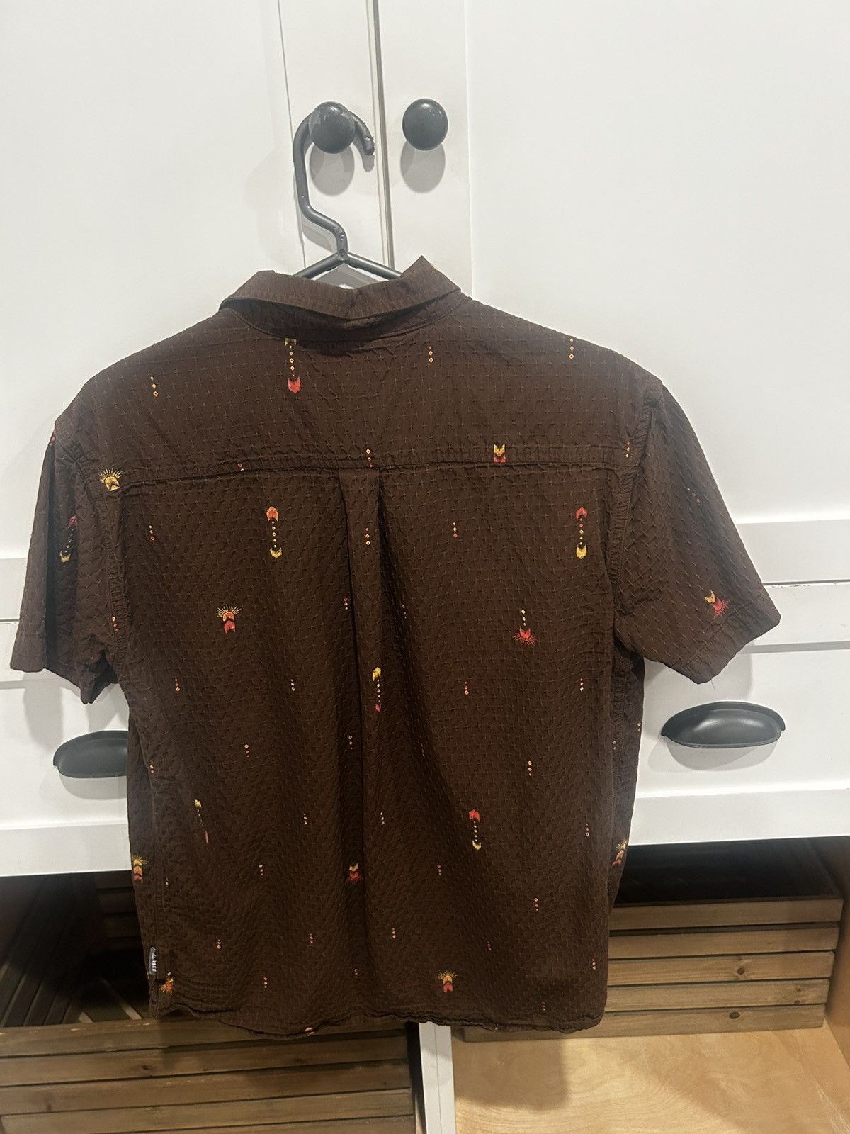 REEF Reef Textured Button Up Shirt Brown Workwear Skate Style Size US M / EU 48-50 / 2 - 2 Thumbnail