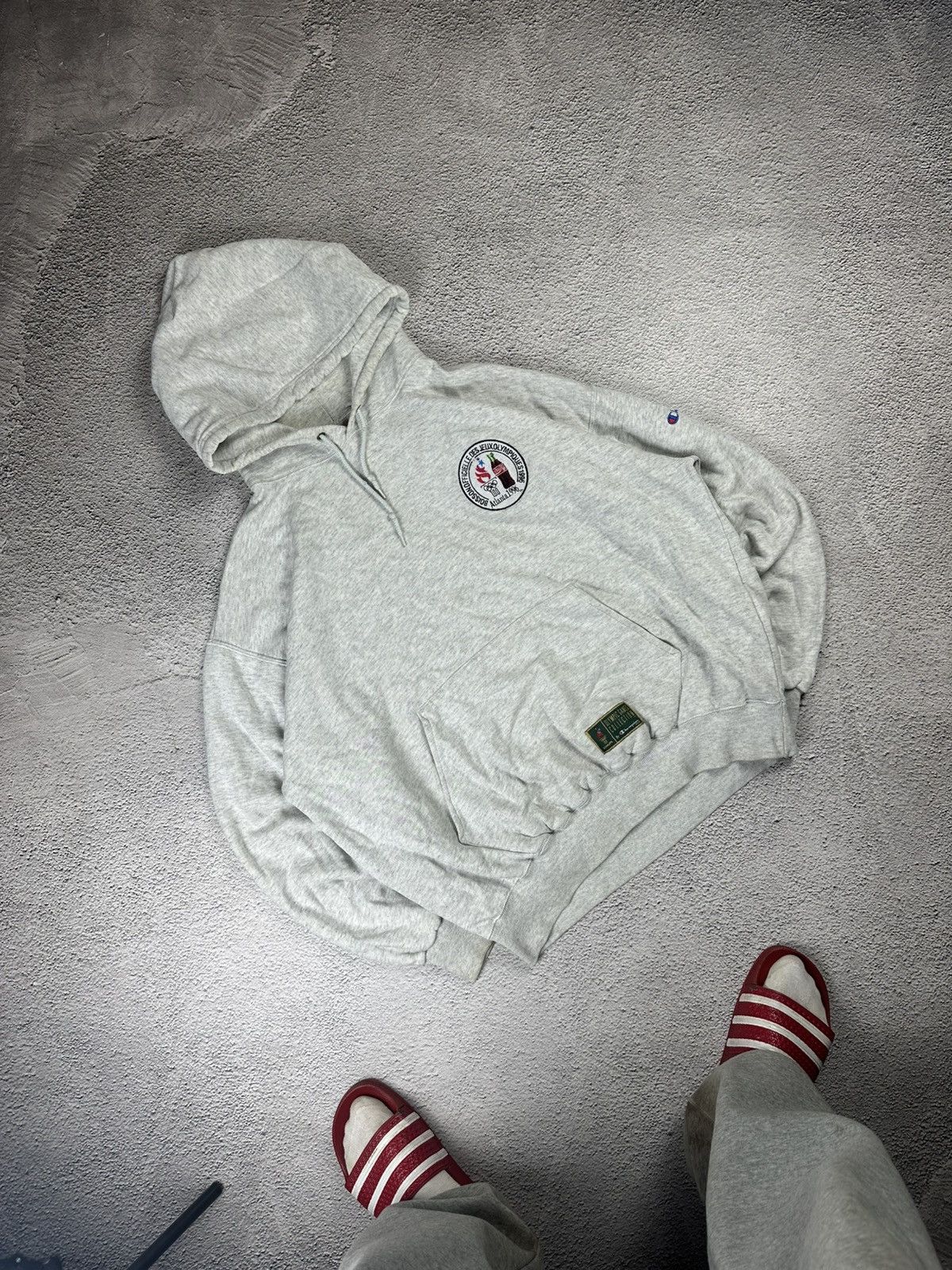 Champion Vintage Champion Atlanta 1996 Olympic Hoodie Grey USA Washed Size US XL / EU 56 / 4 - 1 Thumbnail