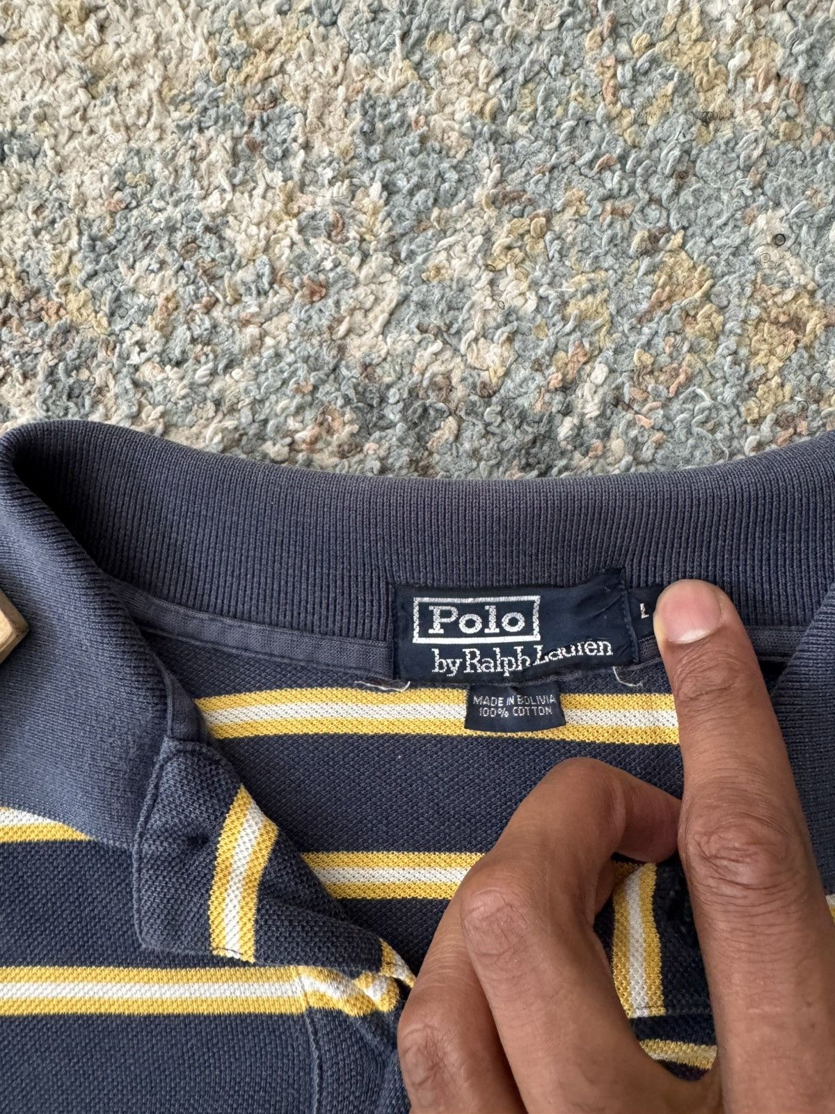 Ralph Lauren VTG Polo Ralph Lauren Rugby Shirt Large Blue Yellow Stripe Size US L / EU 52-54 / 3 - 5 Thumbnail