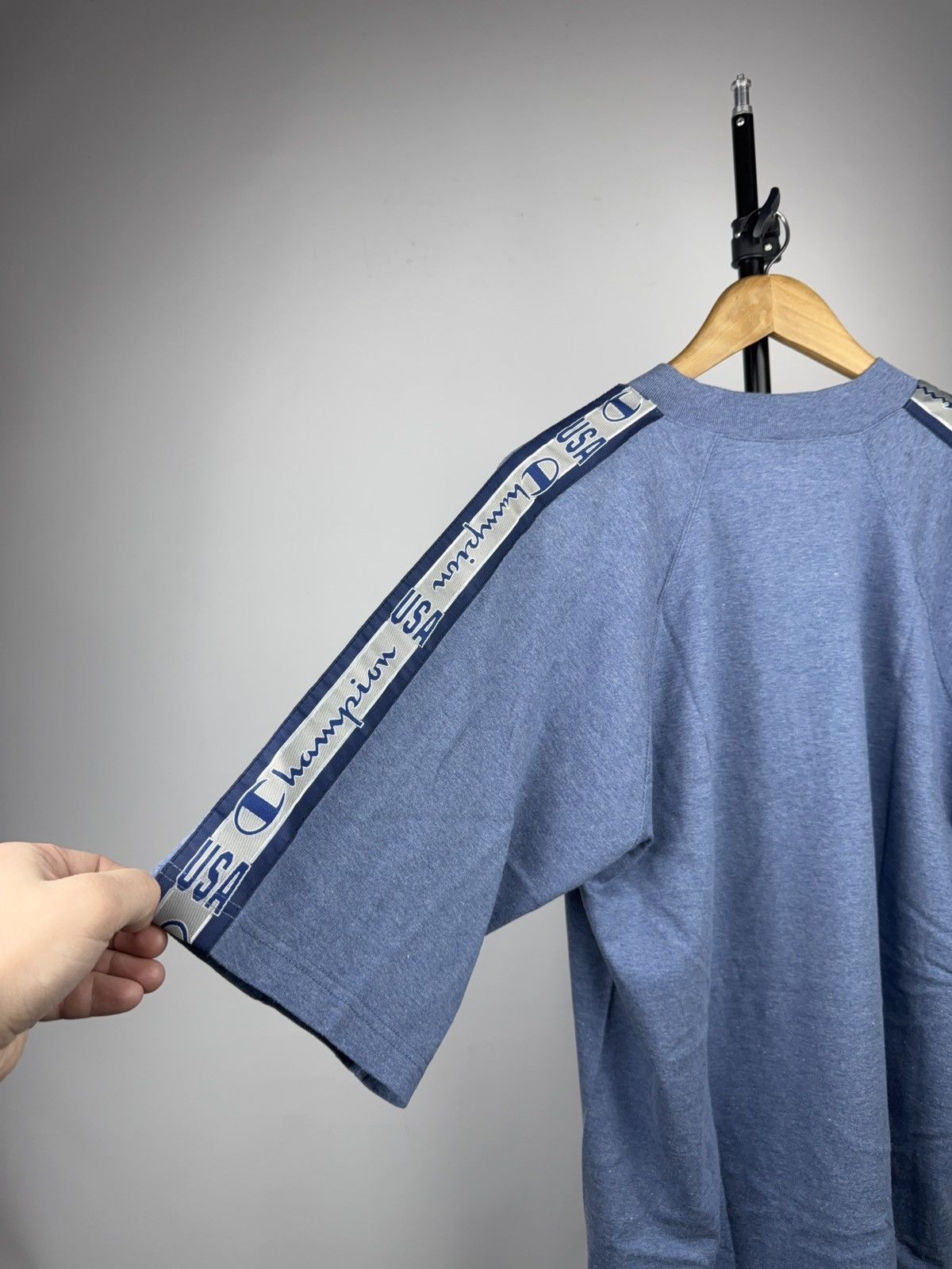 Champion 90s Vintage Champion USA Tape Sleeve Henley T-Shirt Blue Size US L / EU 52-54 / 3 - 10 Thumbnail