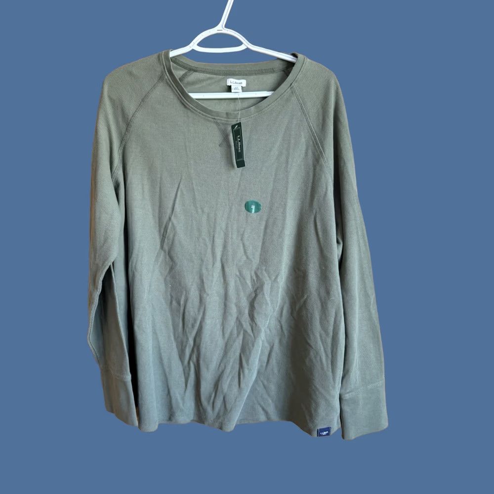Vintage L.L. Bean Womens New With Tag Olive Green Henley 2X Weekend Casual Basic Thermal (Sleeve Length: Long Size XXL / US 16-18 / IT 52-54 - 1 Thumbnail