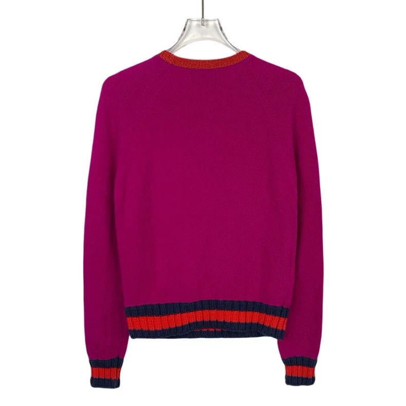 Gucci Gucci Rose-red strawberry diamond round-neck wool knitted s Size US M / EU 48-50 / 2 - 2 Thumbnail