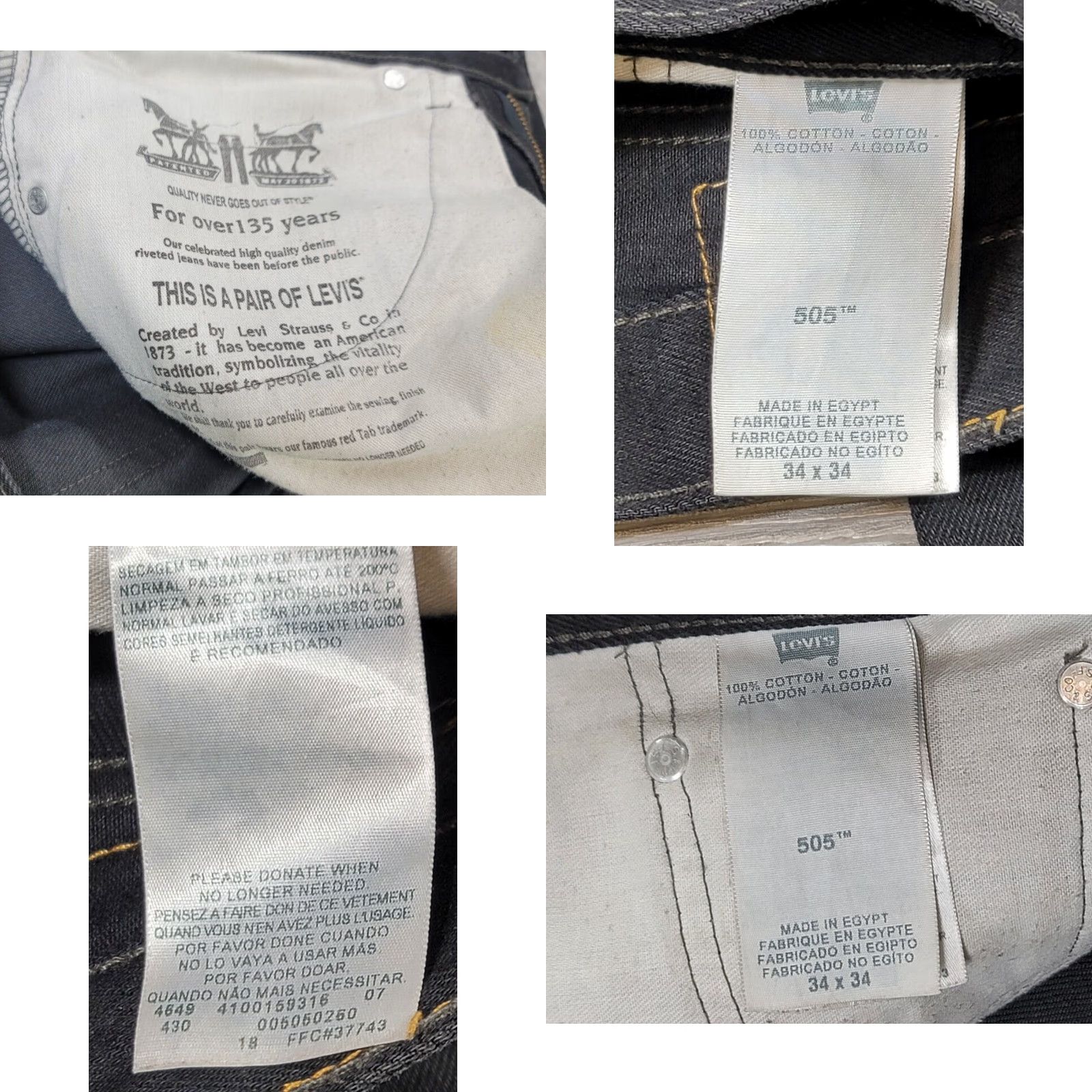 Levi's VINTAGE Levis 505 Straight Leg Jeans Mens 34x34 Black Actual Size 36x34 Size US 34 / EU 50 - 8 Thumbnail