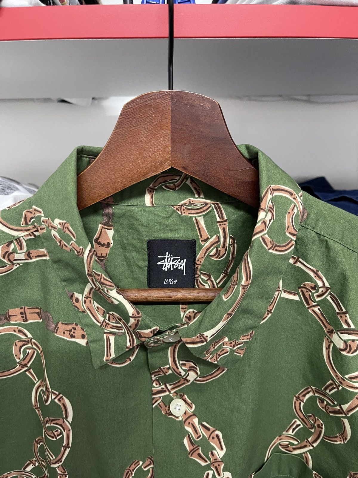 Stussy Stussy bamboo chain baroque logo shirt olive green Size US L / EU 52-54 / 3 - 8 Thumbnail