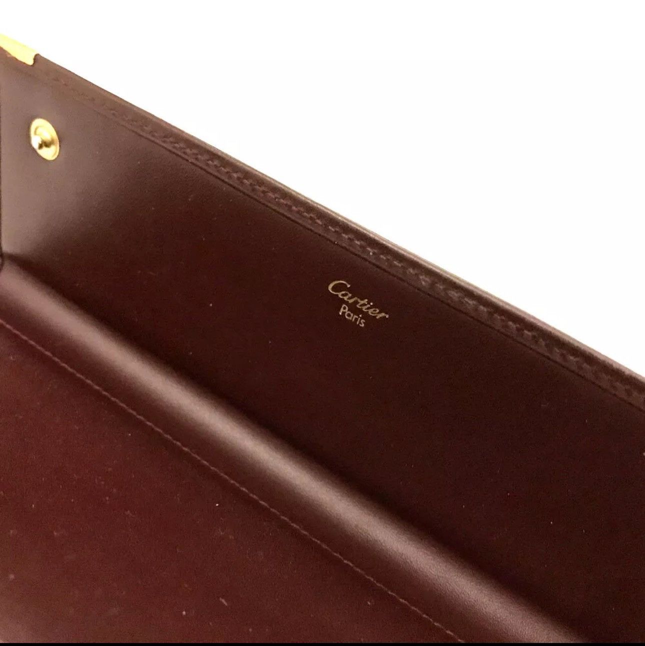 Cartier Vintage Cartier Leather Trifold Wallet Bordeaux Size ONE SIZE - 3 Thumbnail