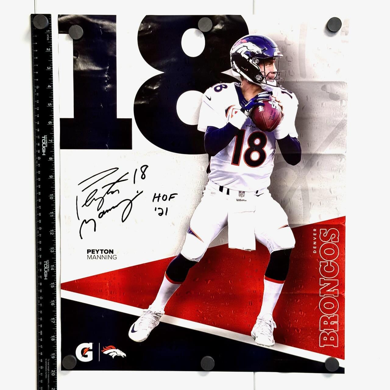 Designer Peyton Manning Denver Broncos Poster HOF '21 HOF 16" x 20" Size ONE SIZE - 6 Thumbnail
