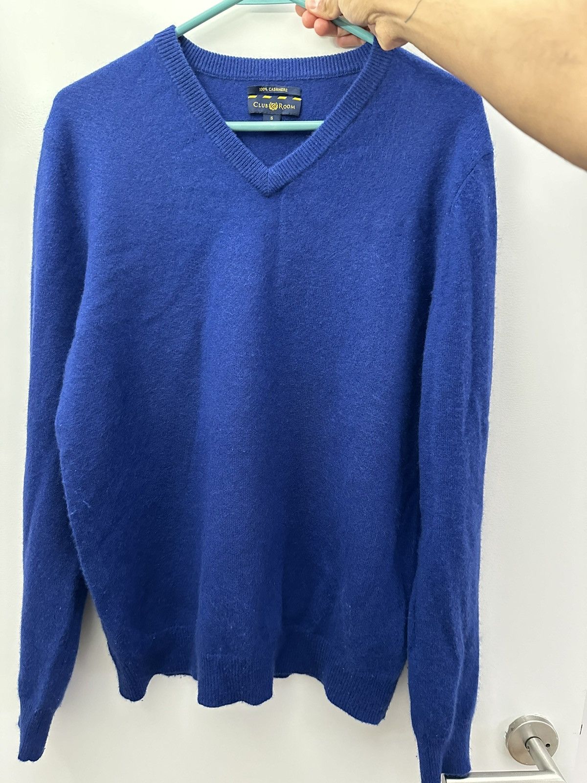 Club Room Mens Sweater Wool Cashmere Cable Knit Blue outlet XL LV