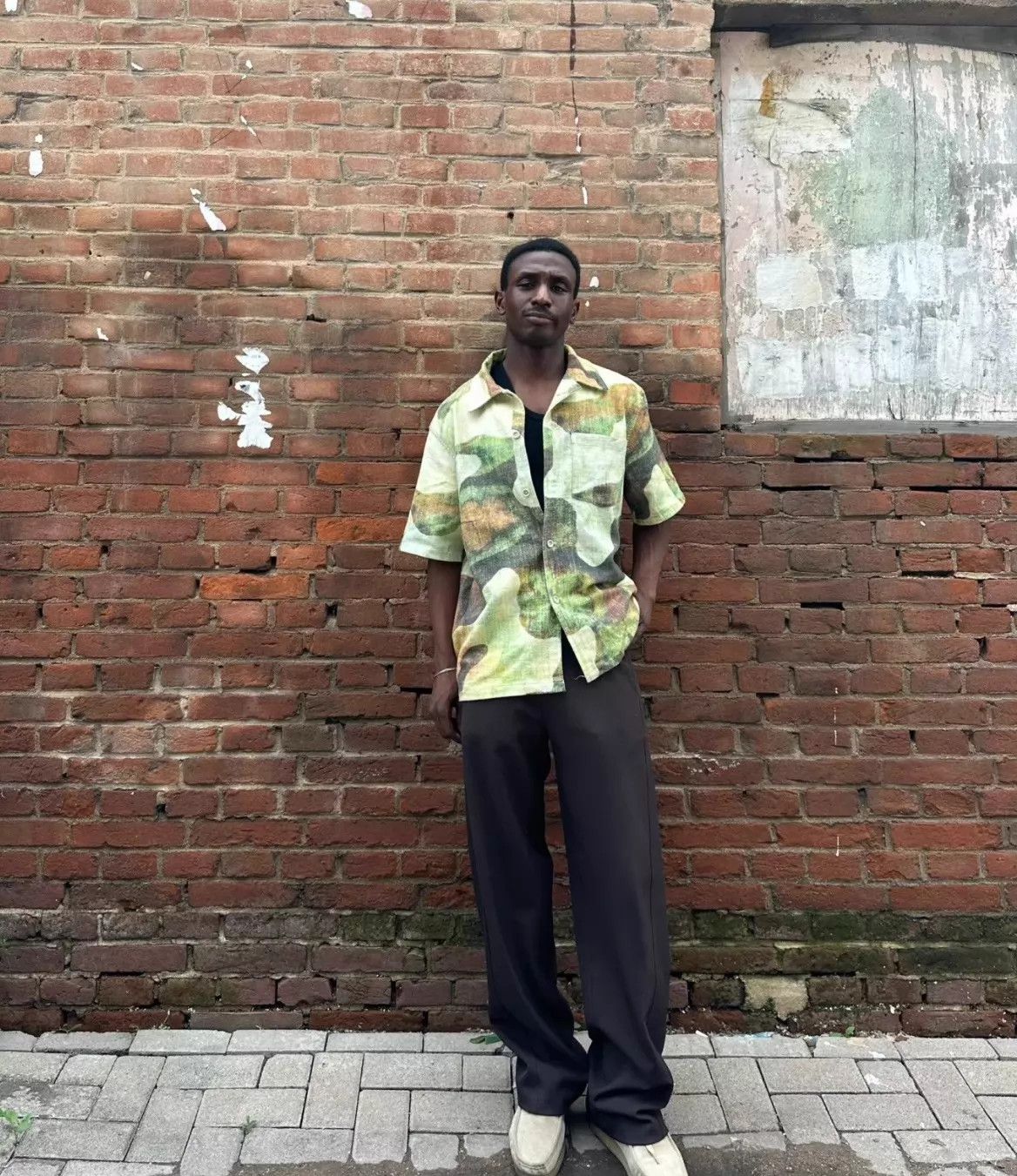 Our Legacy Our Legacy Oil Camo Psy Green Cuban Collar Shirt Size US S / EU 44-46 / 1 - 9 Thumbnail
