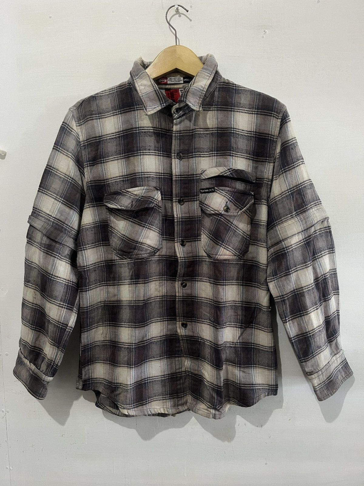 Japanese Brand Unlimited Detachable Zip-Off Sleeve Flannel Streetwear Size US L / EU 52-54 / 3 - 6 Thumbnail