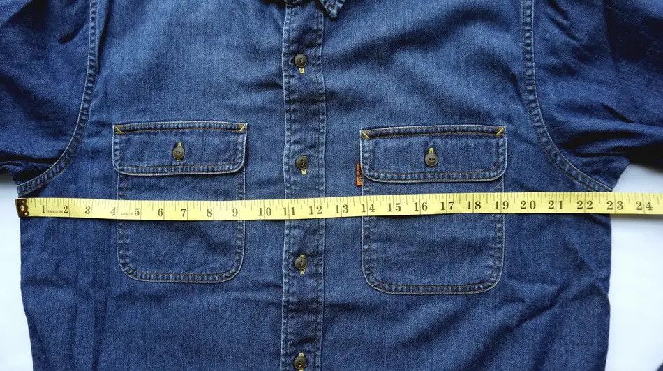 Edwin 🔥Vintage EDWIN 503 Orange Tab Long Sleeve Denim Shirt Size US L / EU 52-54 / 3 - 14 Thumbnail