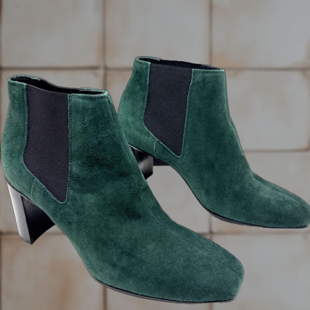 Rag & Bone Rag & Bone Aslen Boot Forest Green Suede Womens US 6.5 EU 36.5 Bootie Block Heel Leather Lining Ankle Slip-On Casual Vintage No Size US 7 / IT 37 - 1 Thumbnail