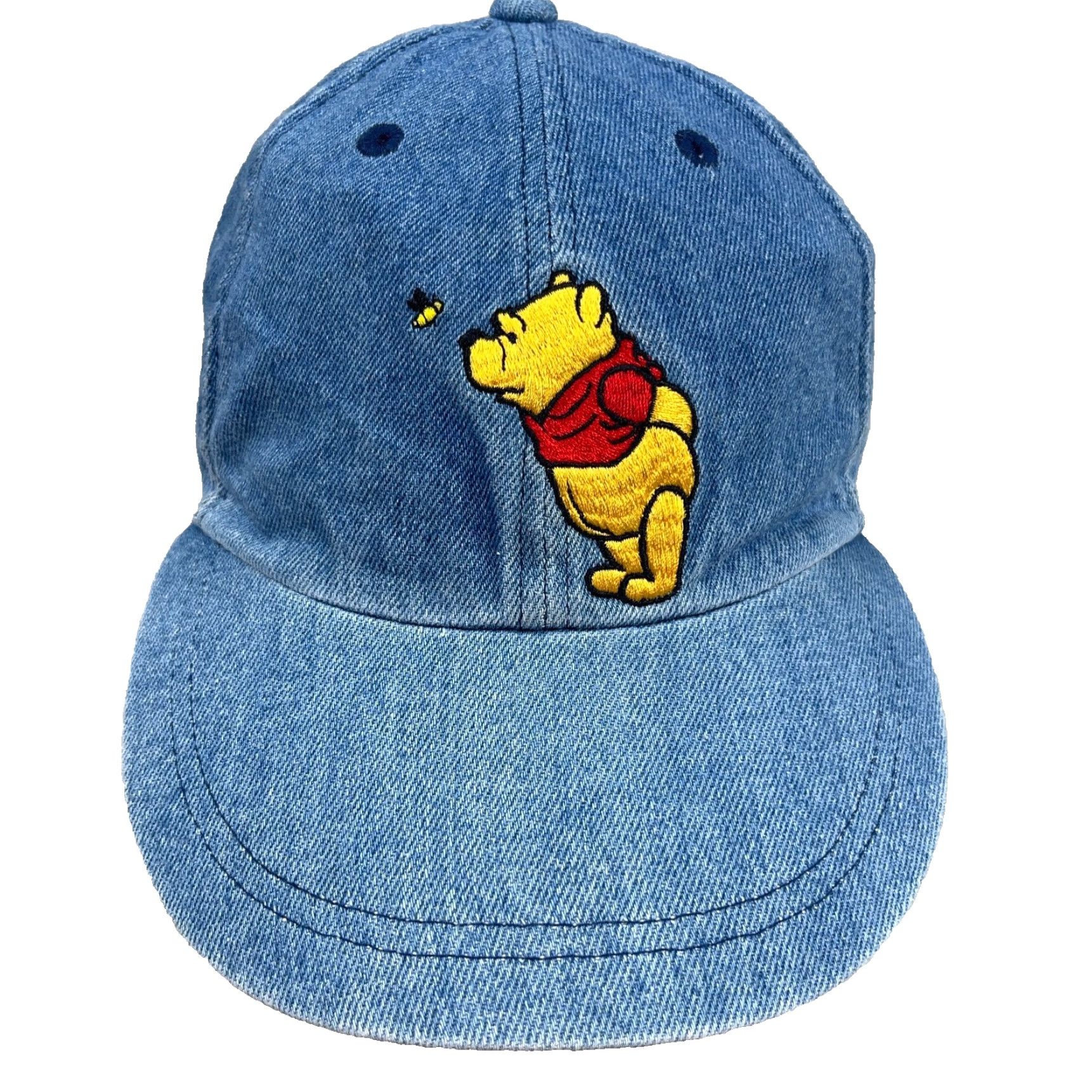 Disney VINTAGE Disney Winnie The Pooh Hat Womens Denim Baseball Cap Adjustble Blue 90s Logo Embroidered 100% Cotton Stretch Fit Adult Womens Size 42" / US 20 - 2 Thumbnail