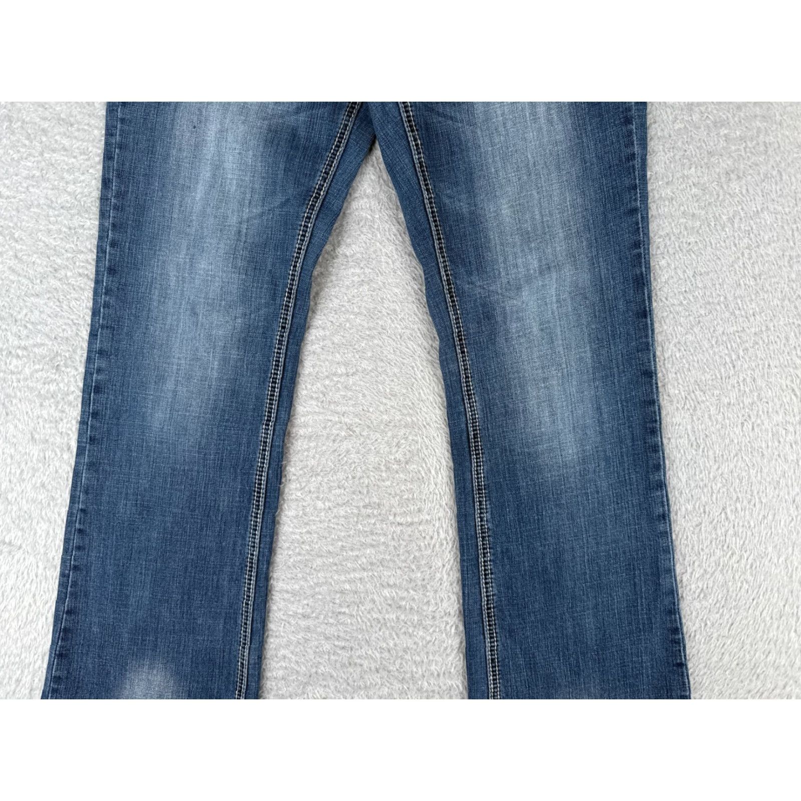 Denime Cowgirl Up Jeans Women Bootcut 29x30 Blue Denim Distressed 5-Pocket Regular Low Rise Jeans Mens Womens Girls Size 29" - 3 Thumbnail