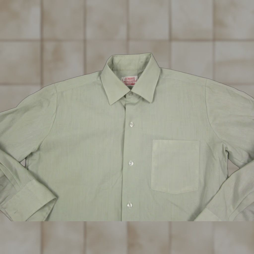 Vintage VINTAGE Brent Shirt Mens 15 Green 60s 50s Made in Japan Disco Leisure Shirt Size US M / EU 48-50 / 2 - 1 Thumbnail