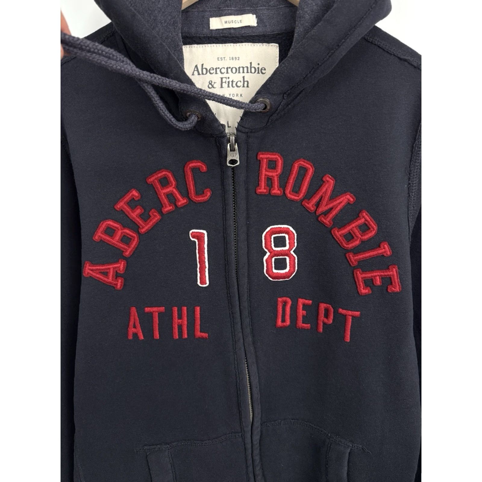 Abercrombie & Fitch VINTAGE Abercrombie & Fitch Distressed Hoodie Opium Style Rare Dark Blue L Mens Hoodie Size US L / EU 52-54 / 3 - 4 Thumbnail
