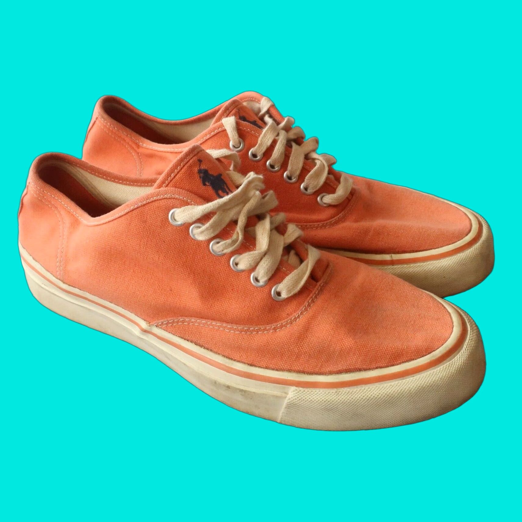Polo Ralph Lauren Vintage Polo Ralph Lauren Shoes Men 10.5 Polo Ralph Lauren Shoes Salmon Pony Logo 90s Mens Shoes Size US L / EU 52-54 / 3 - 1 Thumbnail