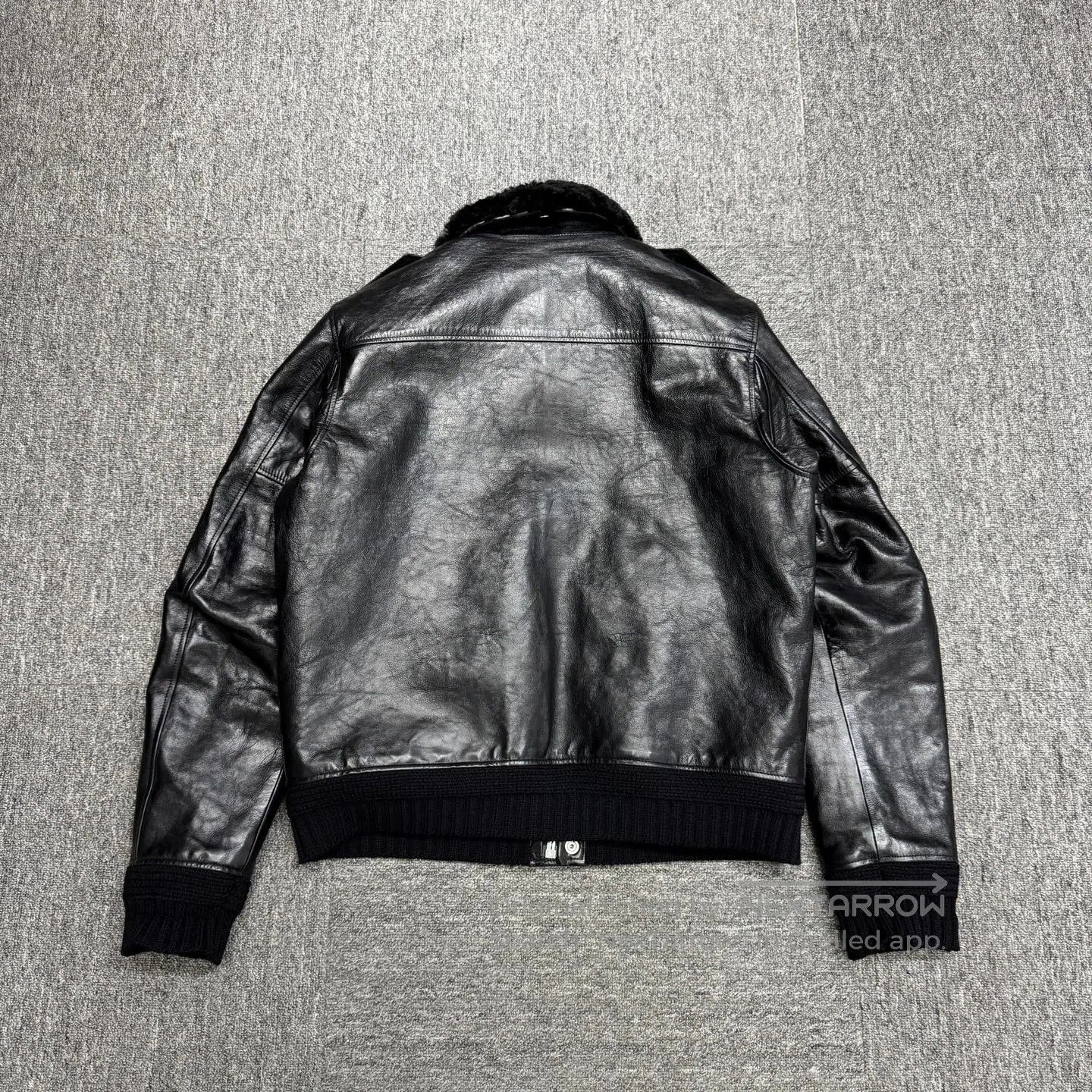 Saint Laurent Paris Black Leather Jacket with Fur Collar. Size US M / EU 48-50 / 2 - 5 Thumbnail