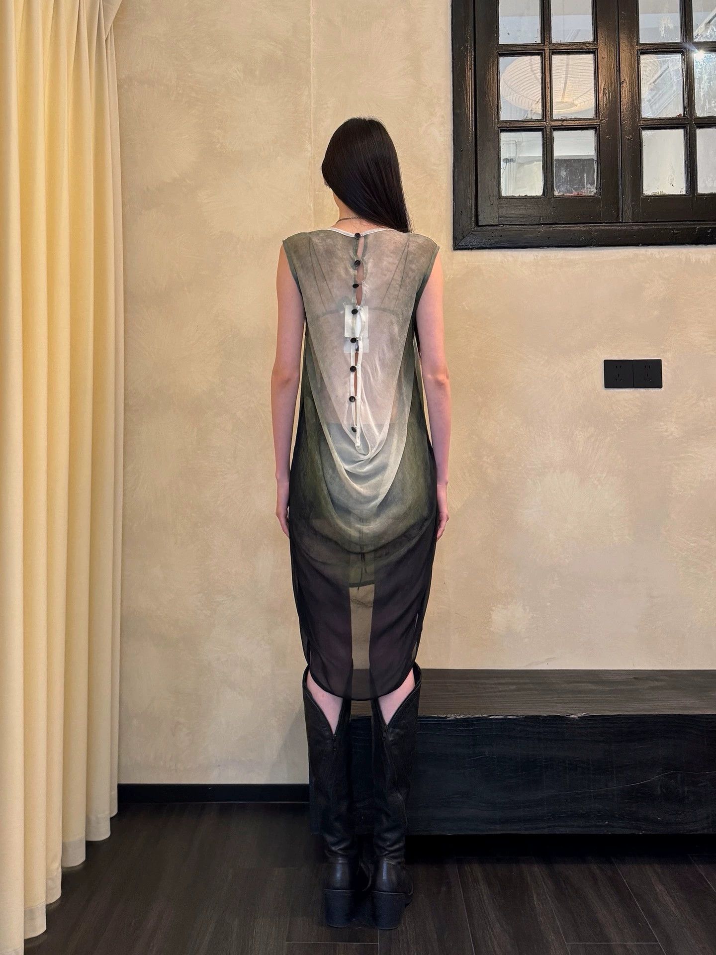 Ann Demeulemeester Ann Demeulemeester 2012SS Silk Ombre Sheer Dress 36 Size XS / US 0-2 / IT 36-38 - 9 Thumbnail
