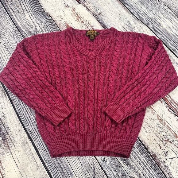 Eddie Bauer Vintage Eddie Bauer Chunky Cable Cotton Knit Purple Sweater ...