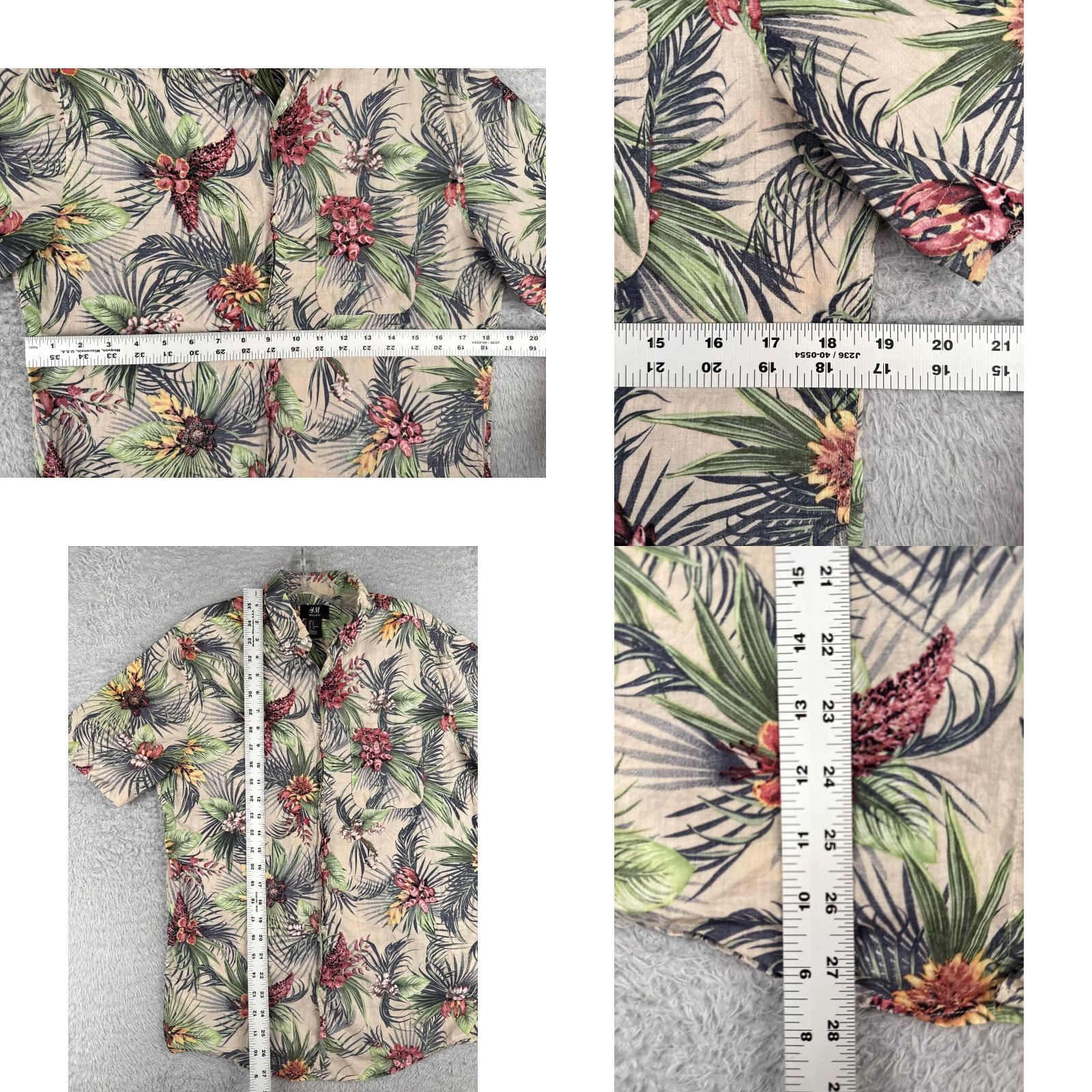 H&M VINTAGE H&M Divided Shirt Adult Small Beige Floral Leaf 100% Cotton Hawaiian Pocket Mens Small Beige Floral Hawaiian Shirt 90s Theme? Size US S / EU 44-46 / 1 - 8 Thumbnail