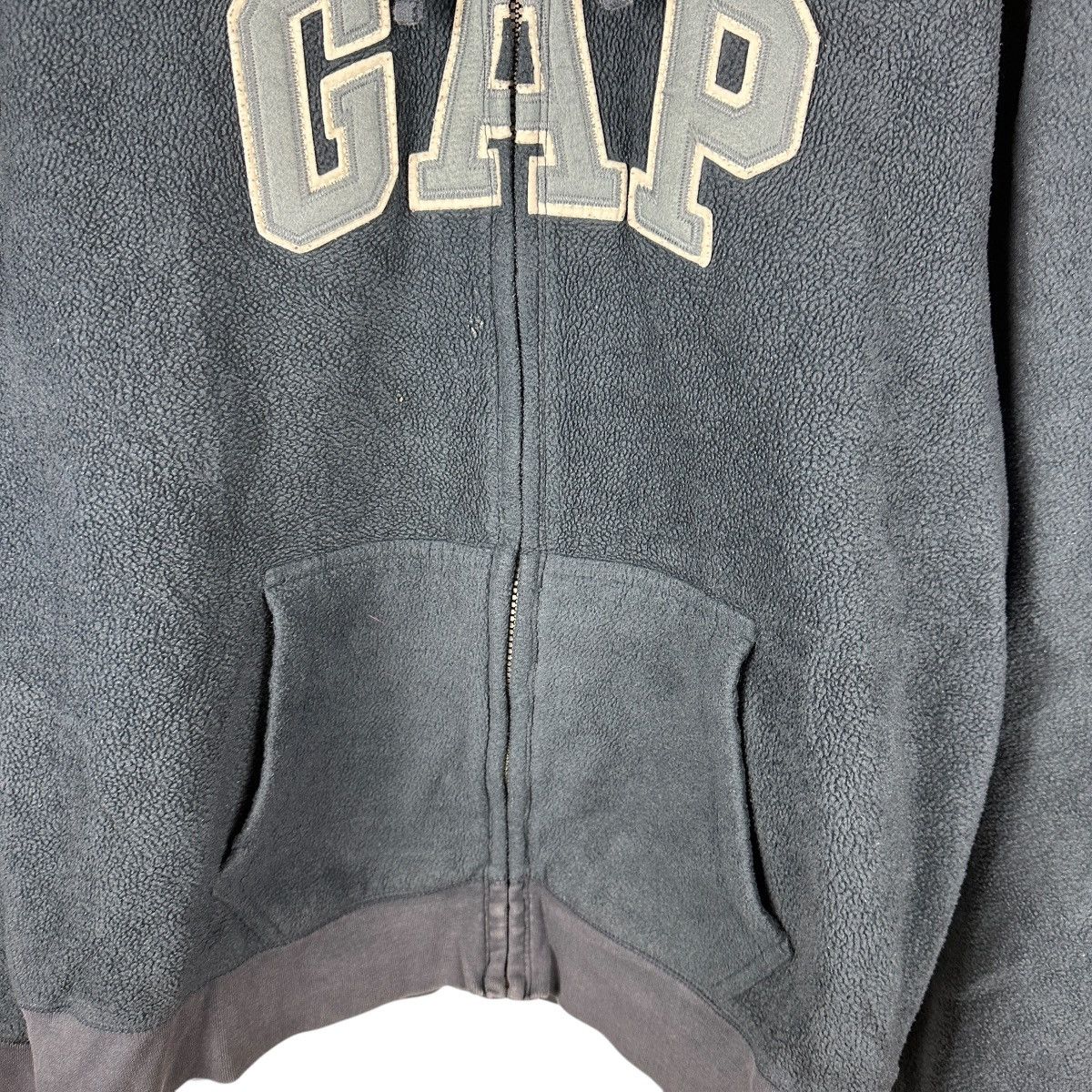 Gap × Vintage Vintage Y2K GAP Blue Fleece Spellout Full Zip Hoodie Size US L / EU 52-54 / 3 - 5 Thumbnail