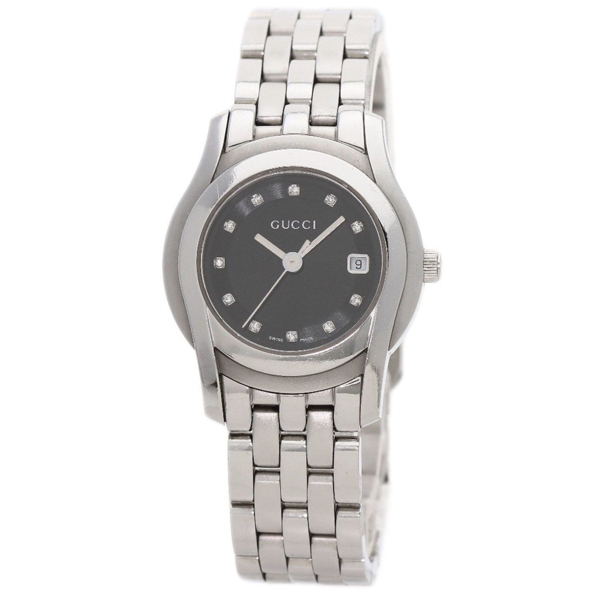 Gucci 5500L 11P Diamond Watch Stainless Steel SS Ladies