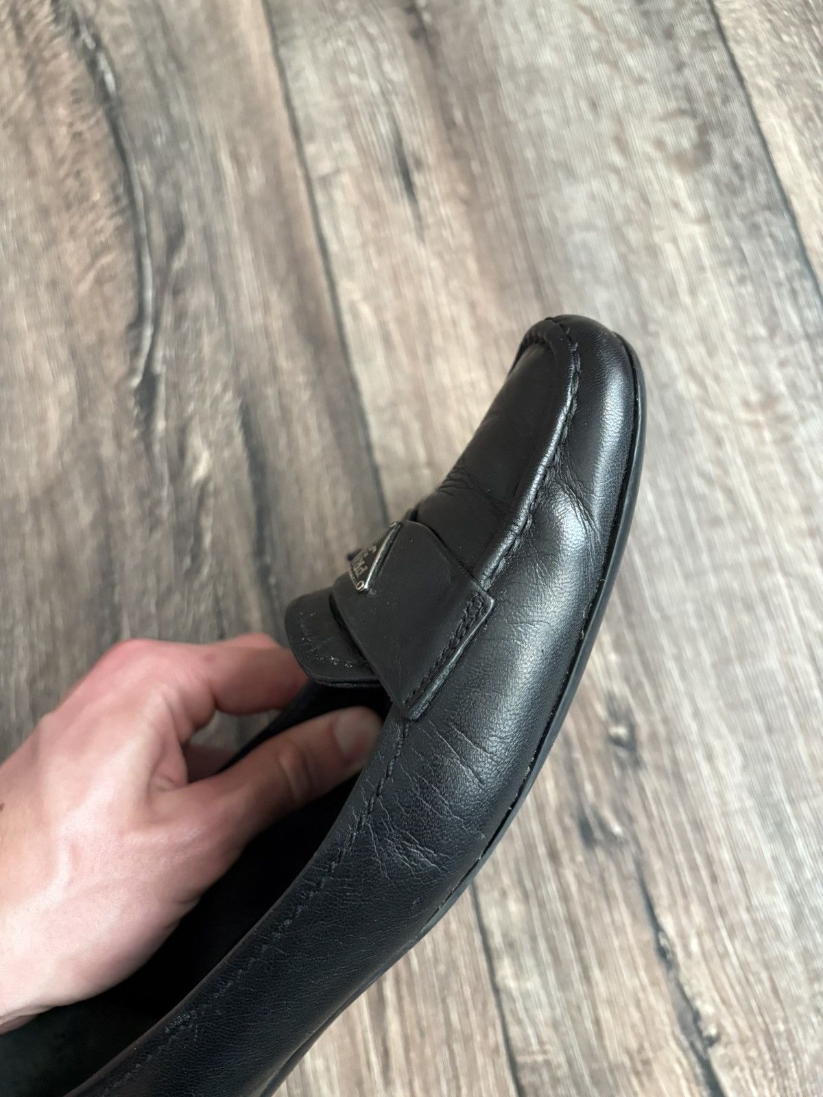Prada Prada Black Leather Flat Shoes Women’s Square Toe Loafers Size US 9.5 / IT 39.5 - 11 Thumbnail