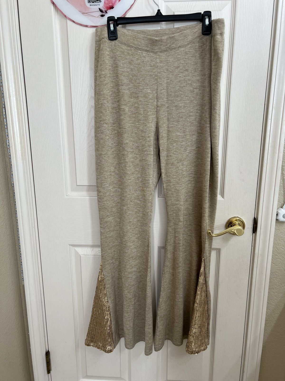 Christian Siriano Christian Siriano Beige wide leg pants with sequin size XL Size 36" / US 14 / IT 50 - 1 Thumbnail