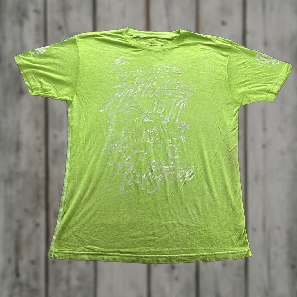 Affliction Affliction Shirt 3XL Mens Neon Green Motorcycle Graphic Ride Free Speed Shop Size US XXL / EU 58 / 5 - 1 Thumbnail