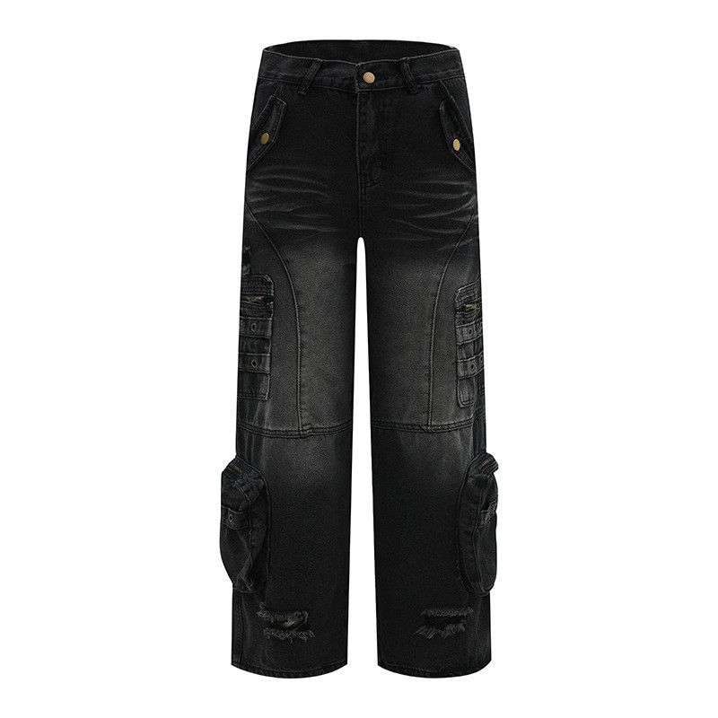 Jean High street style multi-pocket distressed punk loose jeans Size US 34 / EU 50 - 1 Thumbnail