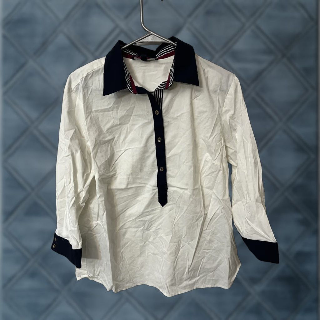 Jones New York Jones New York Shirt Blouse Large White 3/4 Sleeve Office Preppy Size L / US 10 / IT 46 - 1 Thumbnail