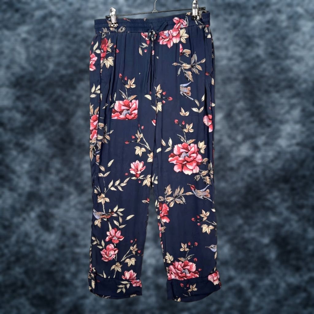 Joie Joie Womens Small Blue Floral Print Elastic Waist Lounge Pants Silk Blend Shirt Pants? Size 28" / US 6 / IT 42 - 1 Thumbnail