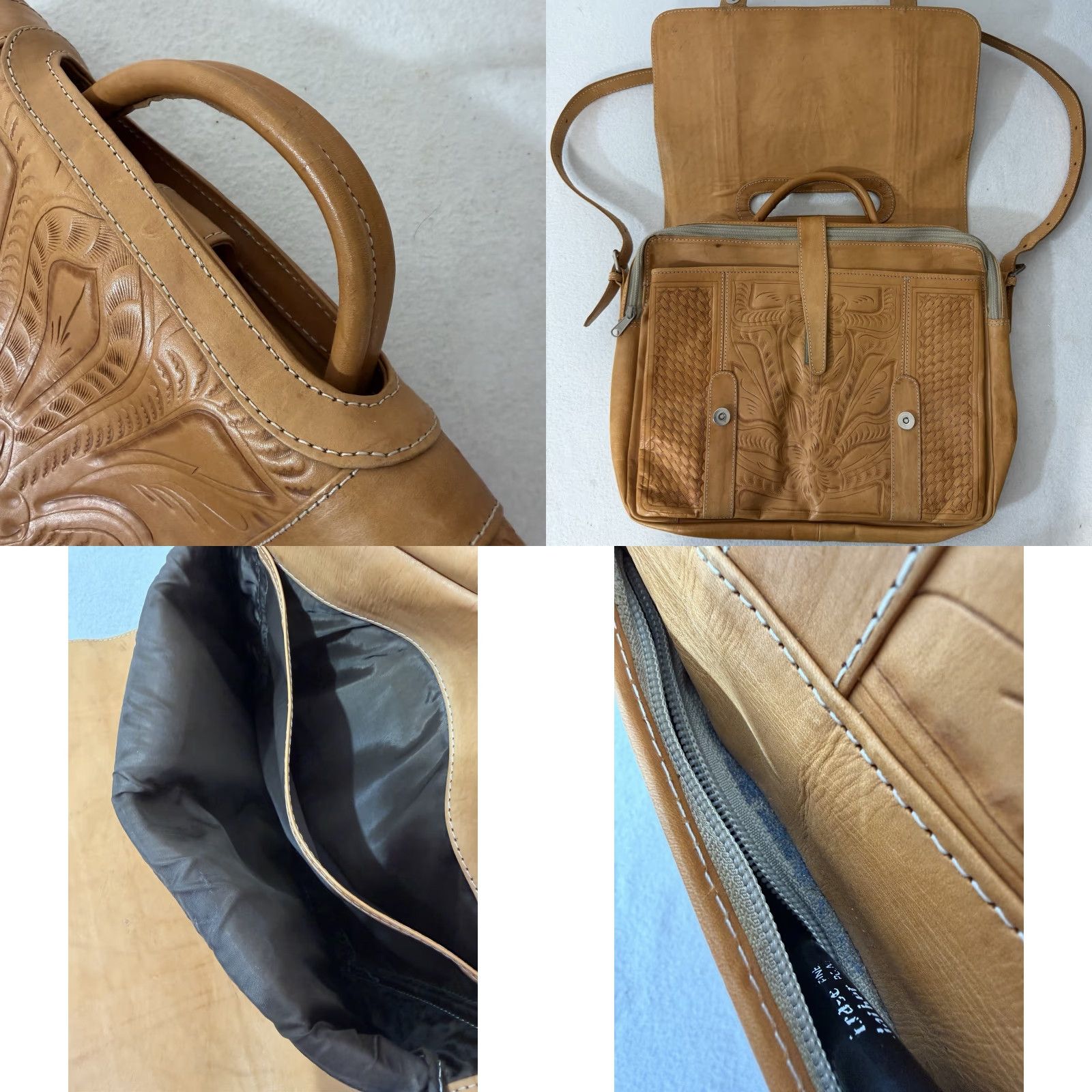 Vintage VINTAGE Tooled Leather Multi-Compartment Laptop Briefcase Brown Size ONE SIZE - 8 Thumbnail