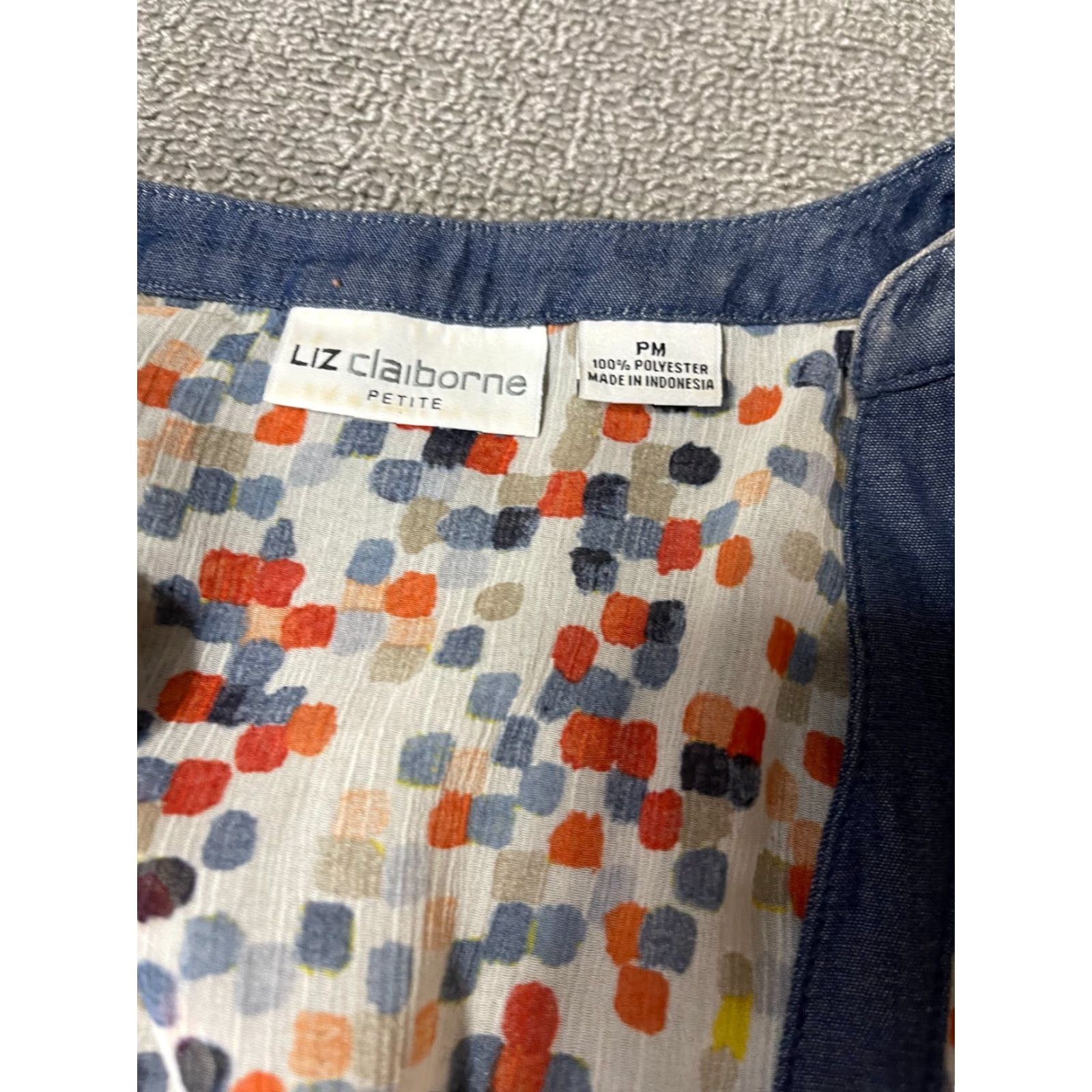 Liz Claiborne Liz Claiborne Top Womens Petite Medium Colorful Button Up Long Sleeve Size M / US 6-8 / IT 42-44 - 4 Thumbnail