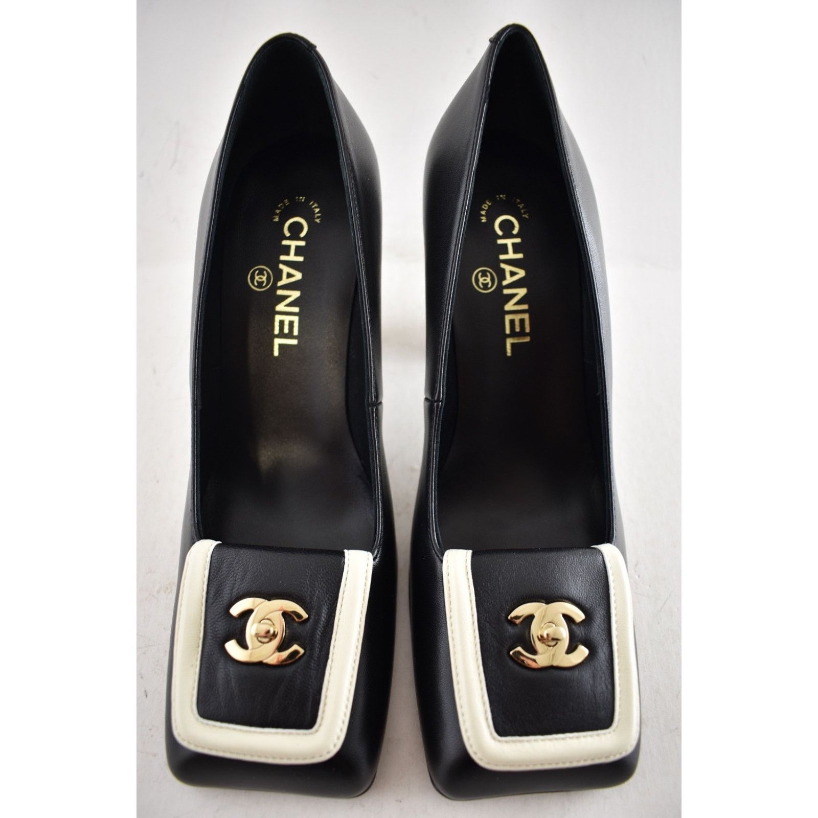 Chanel Chanel 26S Black White Square Toe Block Heel Pump 41 Size US 11 / IT 41 - 11 Thumbnail