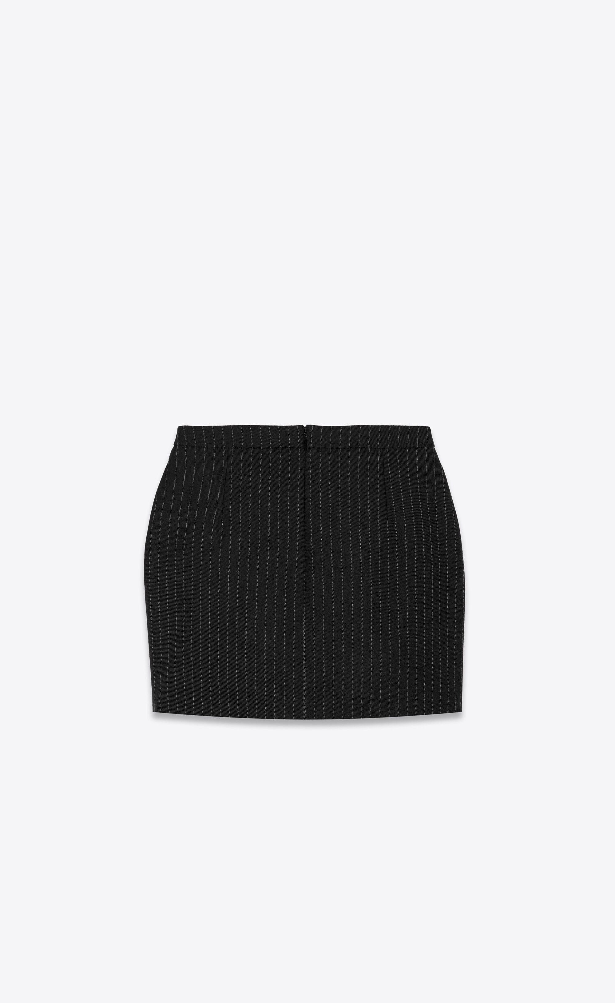 Saint Laurent Paris o1s1wg111224 Mini Skirt in Rive Gauche Striped Wool Flannel Size 28" / US 6 / IT 42 - 2 Thumbnail