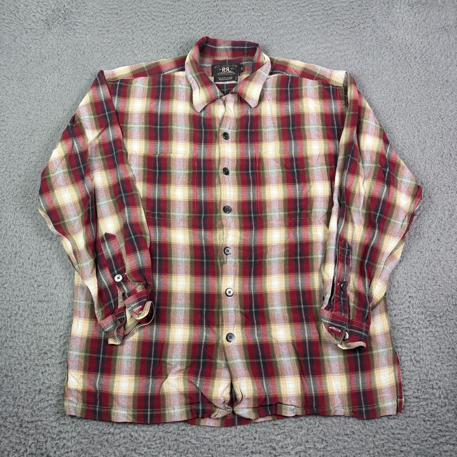 RRL Ralph Lauren × Ralph Lauren RRL Ralph Lauren Shirt Rayon Wool Loop Collar Shadow Plaid Size US M / EU 48-50 / 2 - 2 Thumbnail