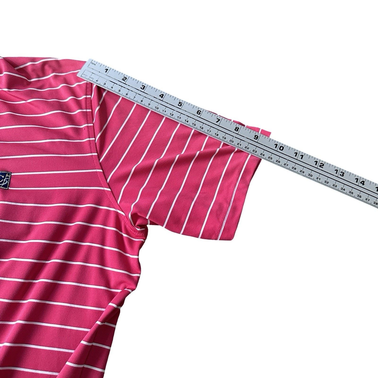 Lauren Ralph Lauren Greyson Polo Shirt Men Medium Pink White Striped Performance Size US M / EU 48-50 / 2 - 9 Thumbnail