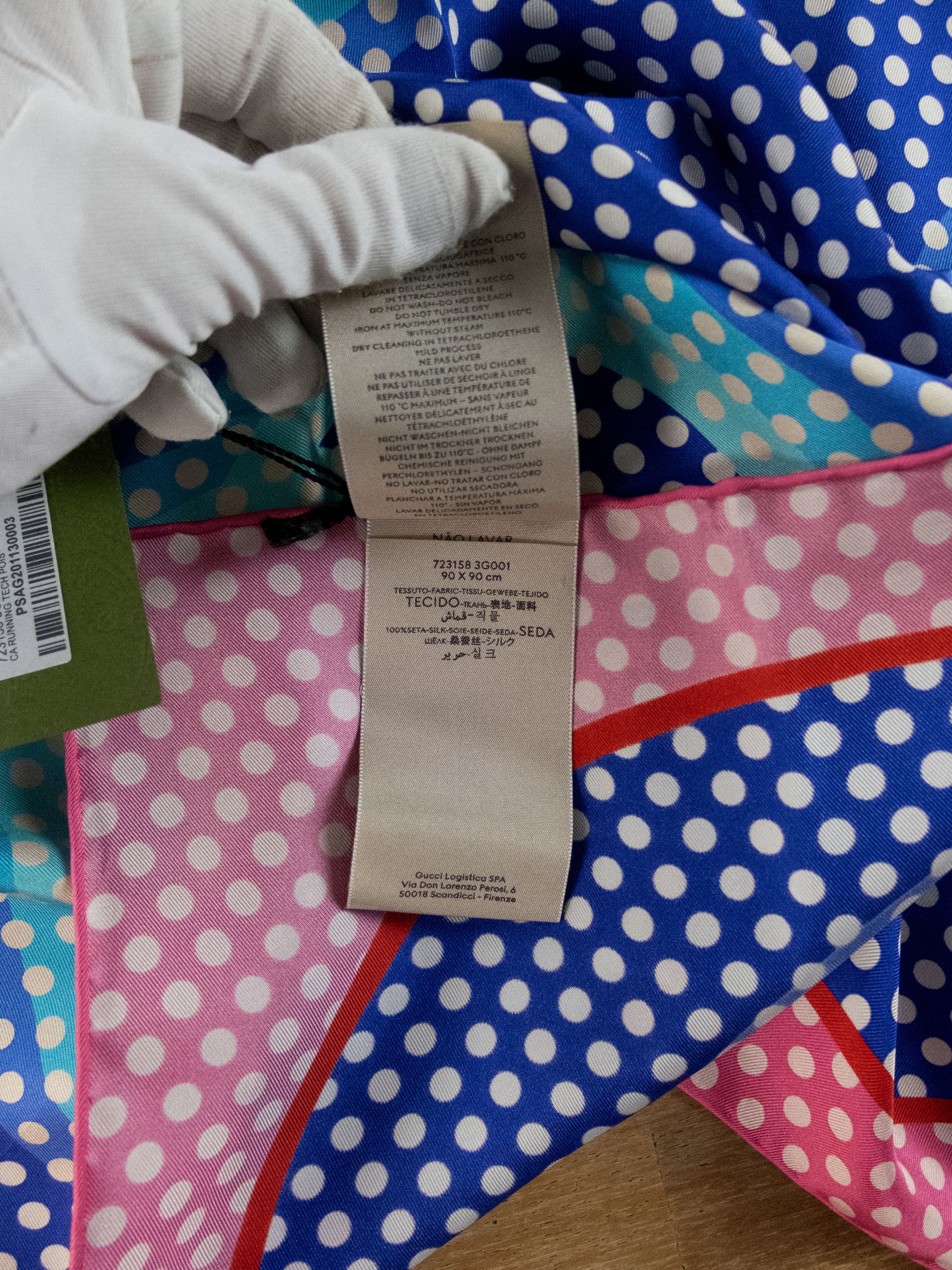 Gucci GUCCI interlocking G logo & polka dots silk square scarf Size ONE SIZE - 8 Thumbnail