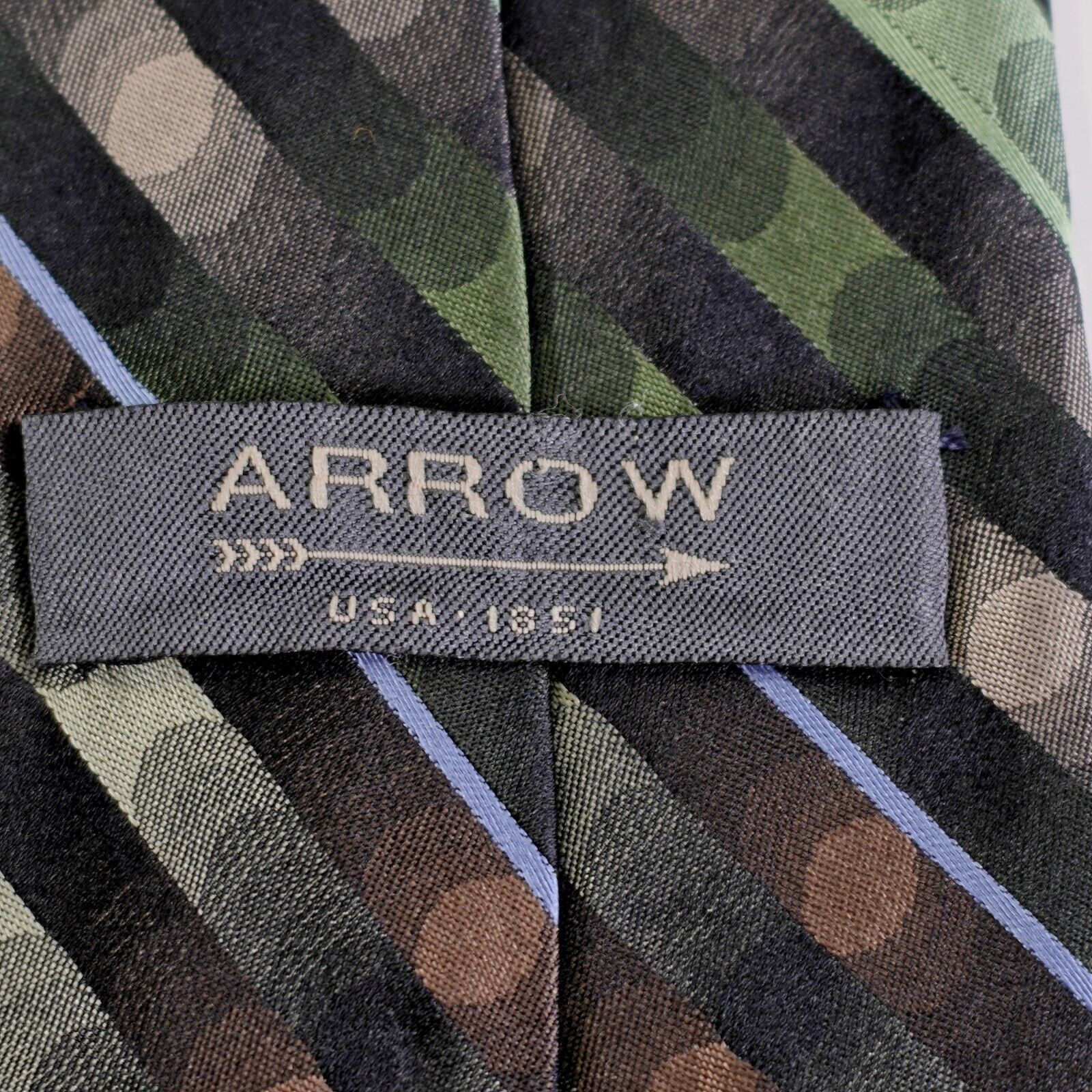 Arrow Arrow Green Brown Striped Woven Silk Tie Size ONE SIZE - 3 Thumbnail