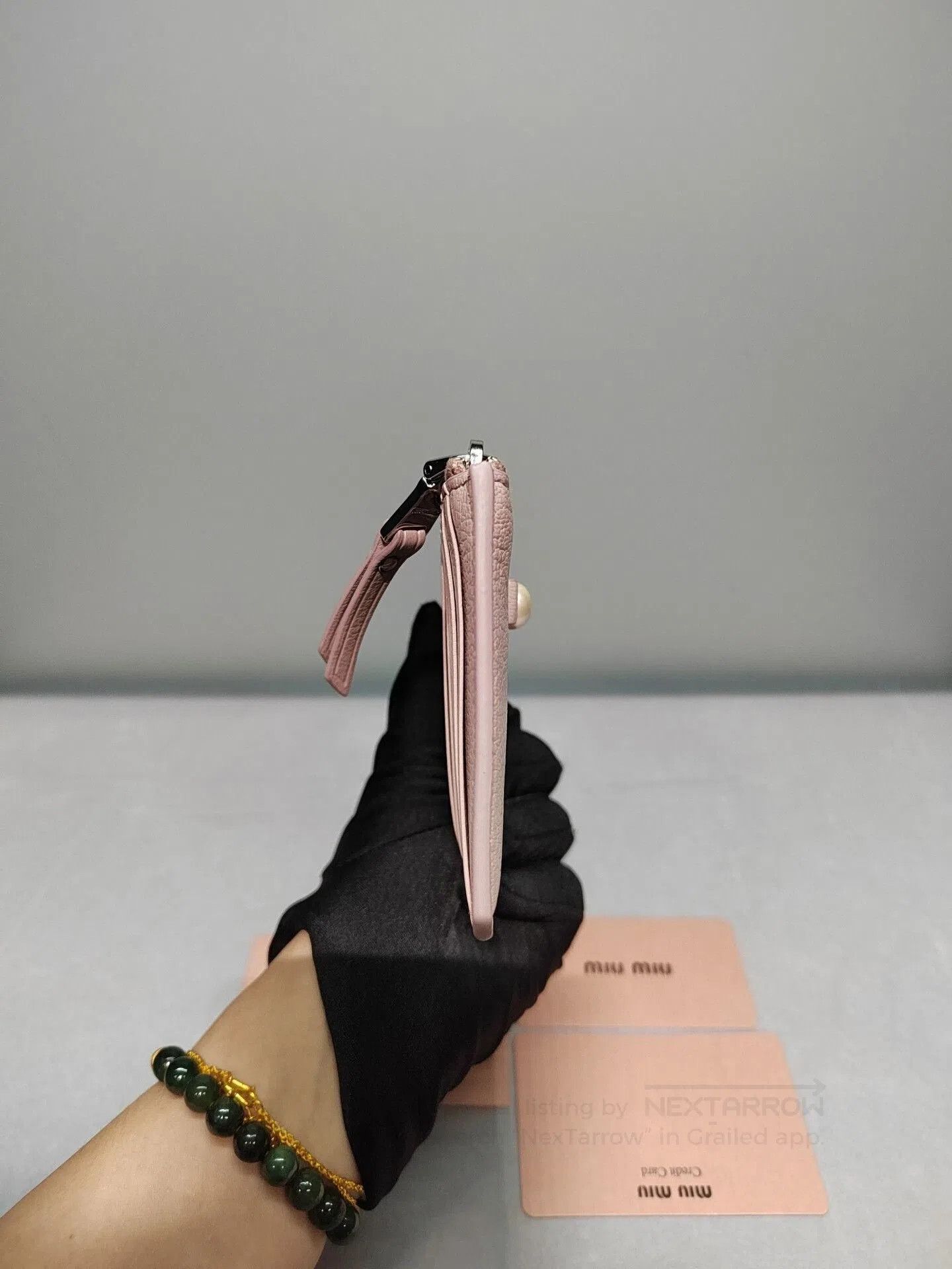 Miu Miu Miu Miu Pink Sheepskin Pearl Bow Coin Purse. Size ONE SIZE - 4 Thumbnail