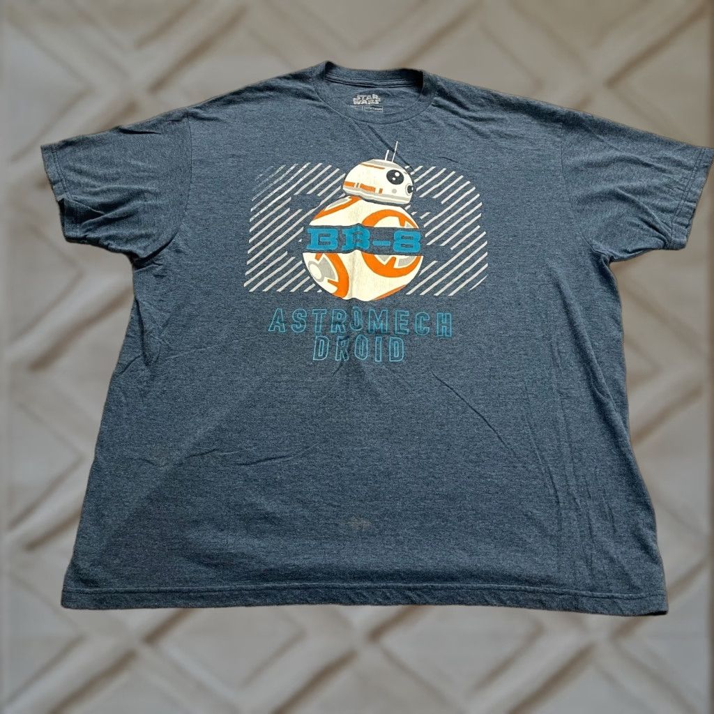 Star Wars Star Wars T-Shirt Men 2XL Blue Graphic Crew Neck Cotton Tee Shirt Star Wars Astromech Droid BB-8 Graphic Print Cartoon Classic Tv Shows Size US XXL / EU 58 / 5 - 1 Thumbnail